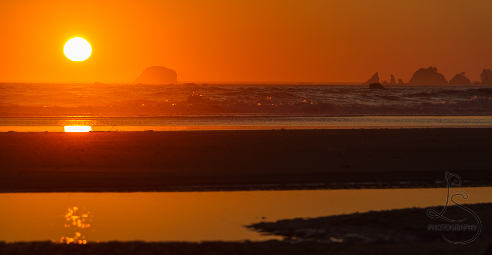 Sun setting on the Washington coast in Olympic National Park | LotsaSmiles Photography